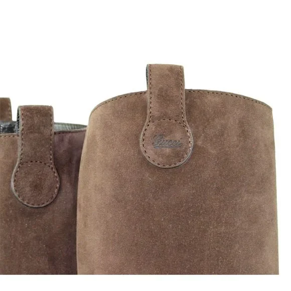 Gucci Brown Leather Suede Tall Knee Boots - Picture 8 of 8